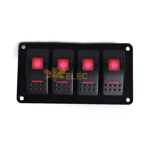 Painel de interruptor oscilante automotivo, 5 pinos, 4 vias, carro, rv, controle de energia, dc12v/24v, luz vermelha