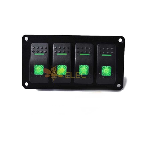Panel de Control de interruptor de palanca para barco, interruptor combinado impermeable de 4 vías, balancín de encendido/apagado de 5 pines con luz verde autoblocante