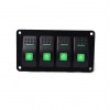 Carro RV Bus 4 Way Automotive Rocker Switch Panel 5 Pins Power Control DC 12V/24V Green Light