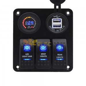Car Yacht Boat Rocker Switch 3 Way Combo with Blue Light LED ON/OFF Button 12V 