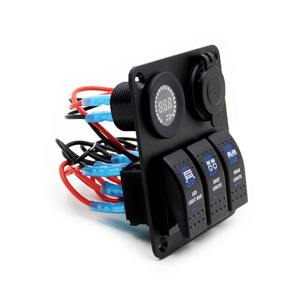 Car Yacht Boat Rocker Switch 3 Way Combo with Blue Light LED ON/OFF Button 12V 
