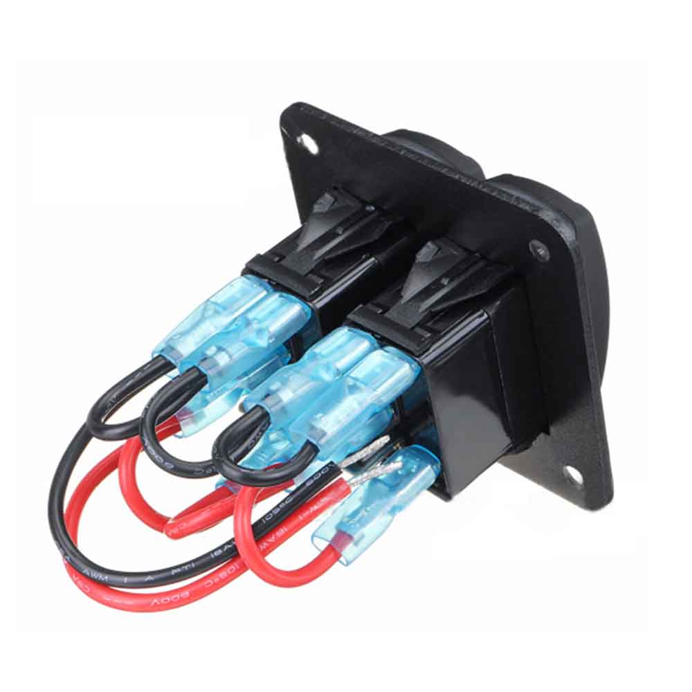 DC12-24V Automotive RV 2-Way Rocker Switch Combo for Vehicle Control Panel with Green LED