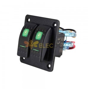 Vehicle 2 Position LED Rocker Switch Marine Power Control for Car Motorhome Golf Cart with Green Lights