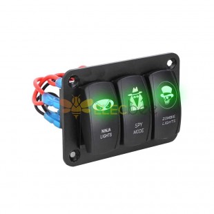 Vehicle Automotive Rocker Switch Control Panel DC12-24V Voltage Self-locking Reset Green Light