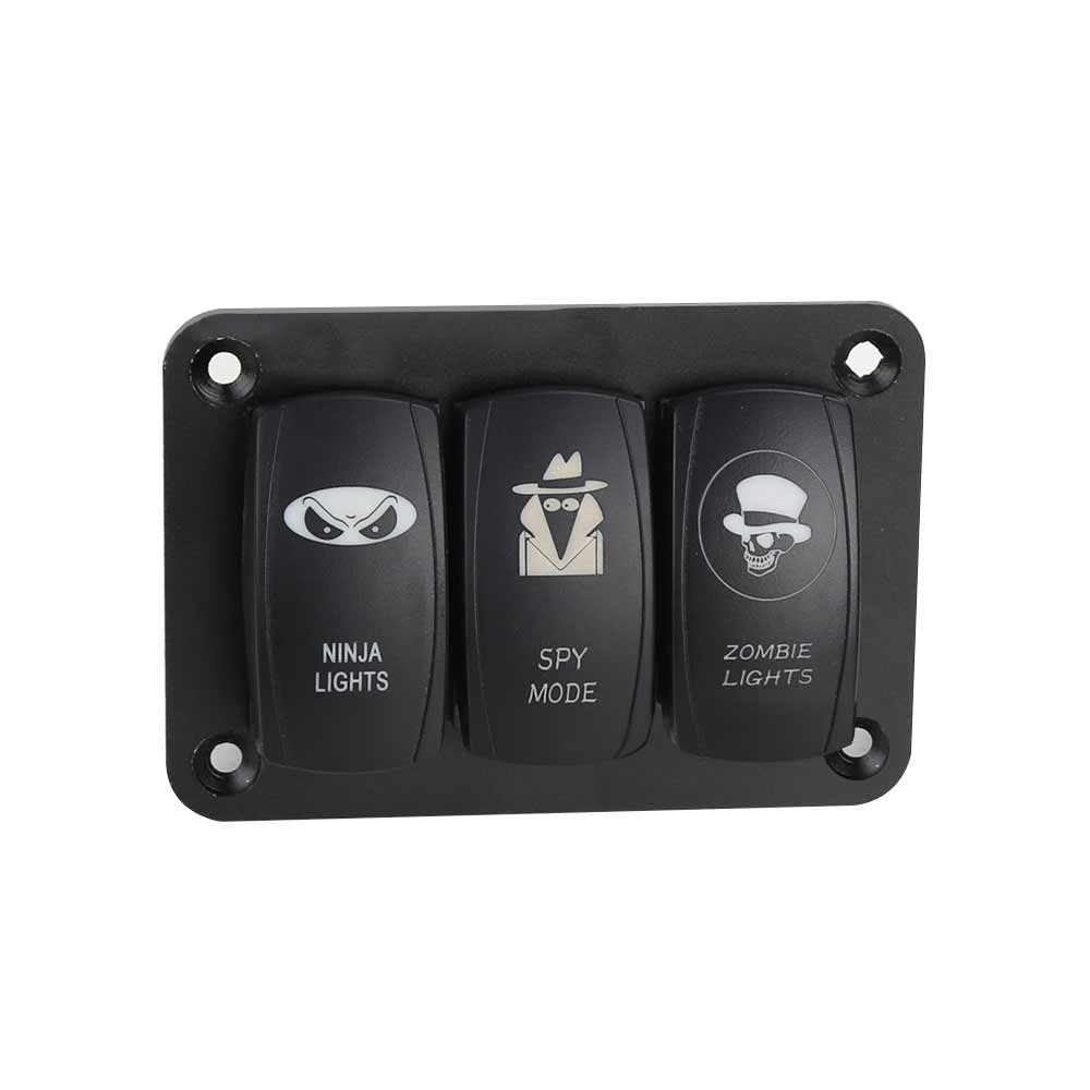 Vehicle Automotive Rocker Switch Control Panel DC12-24V Voltage Self-locking Reset Green Light