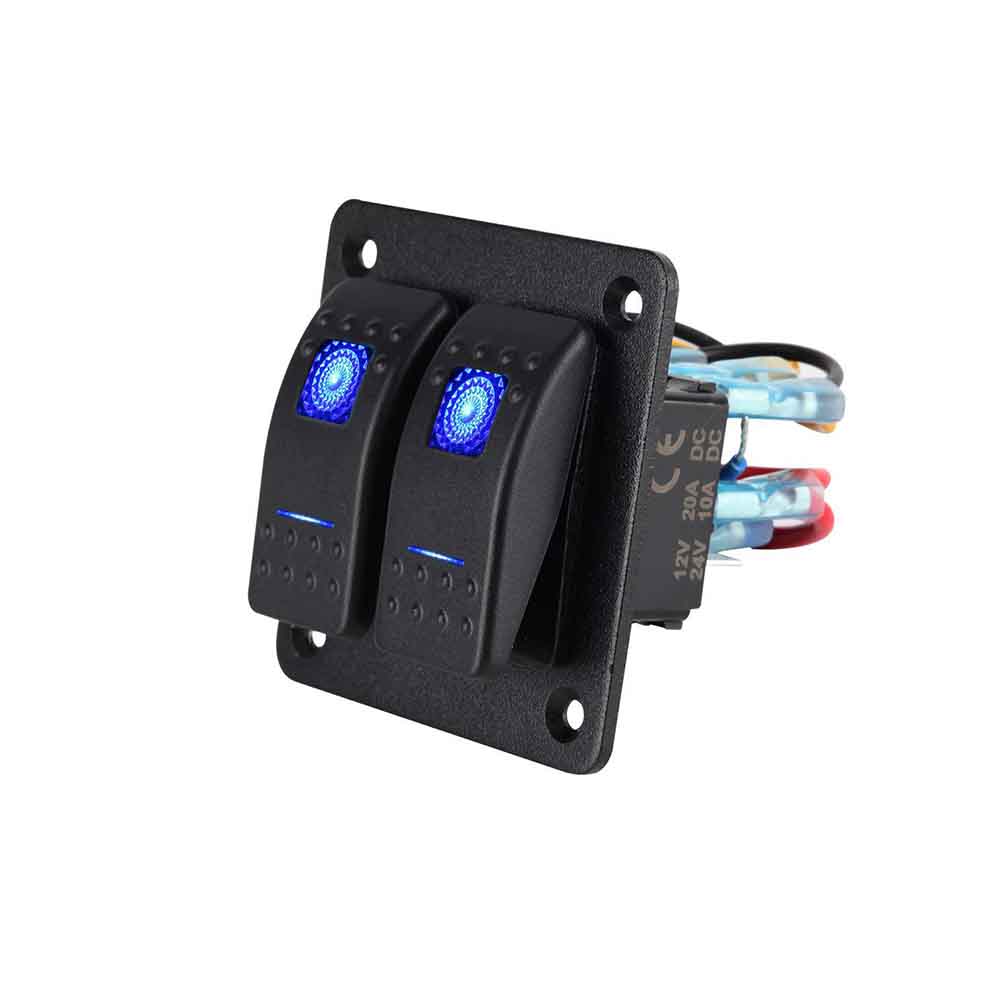 Versatile Marine Switch Panel Fog Lights Dual Boat Power Control Blue LED
