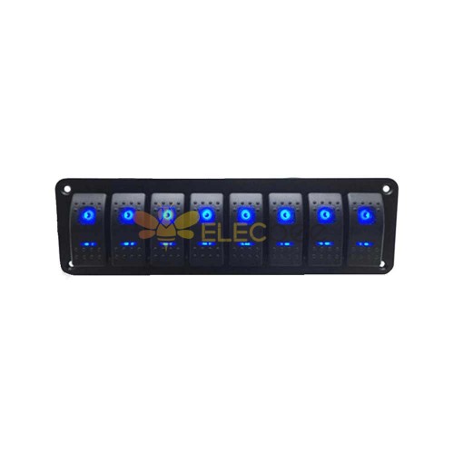 Wasserdichte Boot-Wippschalter-Panel-Kombination, 8-Wege-Steuerung,  universelle Yacht- und Wohnmobil-Modifikation, 12–24 V, blaue LED