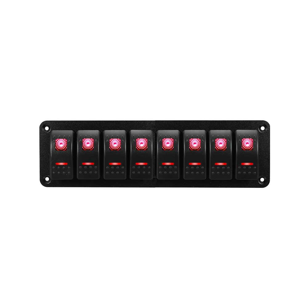 Panel de interruptores combinados para yate RV, interruptores basculantes de Control de 8 vías, LED rojo de 12-24V