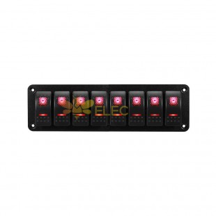 Yacht RV Combination Switch Panel 8 Way Control Rocker Switches 12-24V Red LED