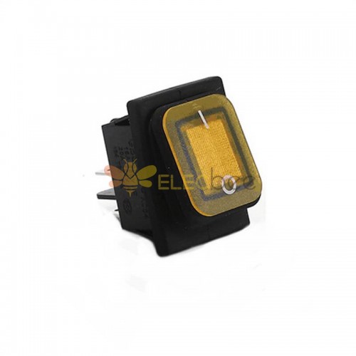 12V/220V High-Power Screw Foot Rocker Switch with Yellow LED - Waterproof for Boats