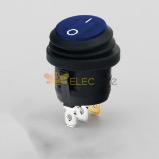 12V Blue Illuminated Round Waterproof Switch with LED Light 2 Gears 3 Pins Dust and Oil Resistant Toggle Power Switch