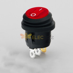 12 V rot beleuchteter runder wasserdichter Schalter mit LED-Licht, 2 Gänge, 3 Pins, staub- und ölbeständiger Kippschalter