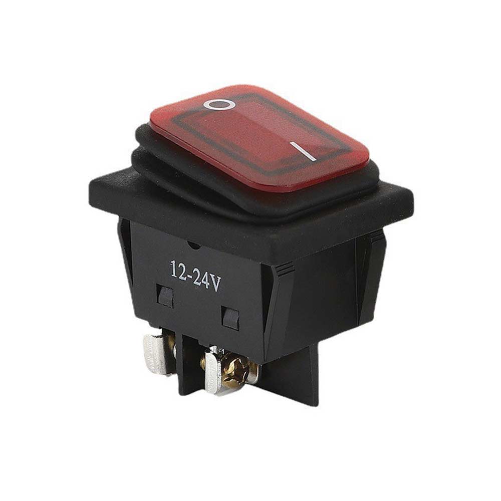 220V High-Power Screw Foot Rocker Switch with Red LED - Waterproof for Boats