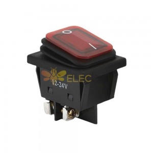 220V High-Power Screw Foot Rocker Switch with Red LED - Waterproof for Boats