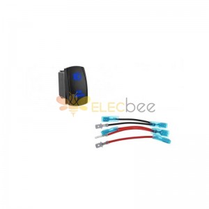 Interruptor basculante LED 5P con cable para bocina de coche 12V 20A azul 2 modos