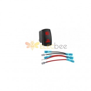 5P LED Rocker Switch with Wire for Car Horn 12V 20A Red 2 Modes