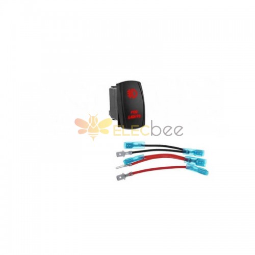 Interruptor basculante LED 5P con cable para bocina de coche 12V 20A Rojo 2 modos