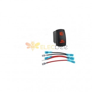 5P LED Rocker Switch with Wire for Car Horn 12V 20A Yellow 2 Modes