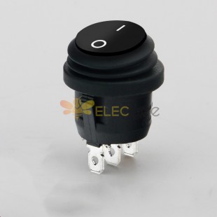 Interruptor impermeable redondo negro, luz LED de 12V/20A, 2 engranajes, 3 pines, interruptor de encendido de palanca resistente al polvo y al aceite