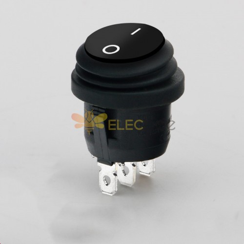 Interrupteur rond noir étanche 12V/20A, lumière LED, 2 vitesses, 3 broches, résistant à la poussière et à l\'huile, interrupteur d\'alimentation à bascule