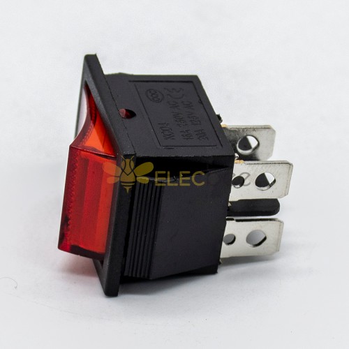 Elektrische Rocker Schalter Lötkabel 2 Position KCD4N-201 Panel Mount 4 Pin mit Licht LED 180°