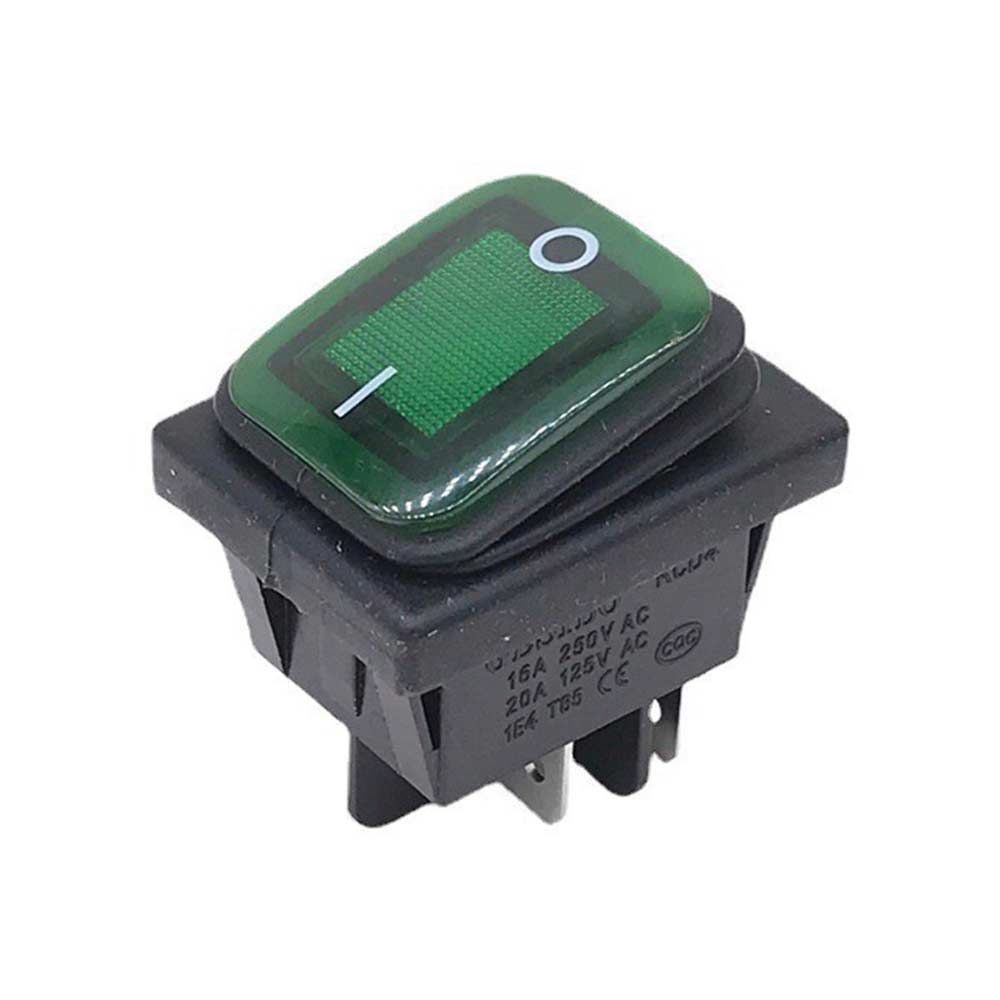 GESIBO 220V/20A Toggle Power Switch Waterproof Boat Rocker Switch 2 Gears 4 Pins with Illuminated Green Toggle Switch