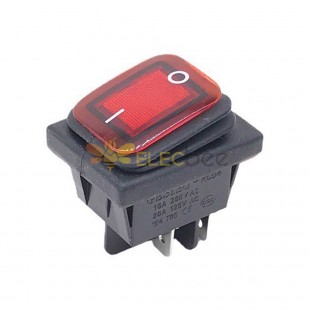 GESIBO 220V/20A Toggle Power Switch Waterproof Boat Rocker Switch 2 Gears 4 Pins with Illuminated Red Toggle Switch
