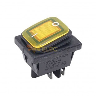 GESIBO 220V/20A Toggle Power Switch Waterproof Boat Rocker Switch 2 Gears 4 Pins with Illuminated Yellow Toggle Switch