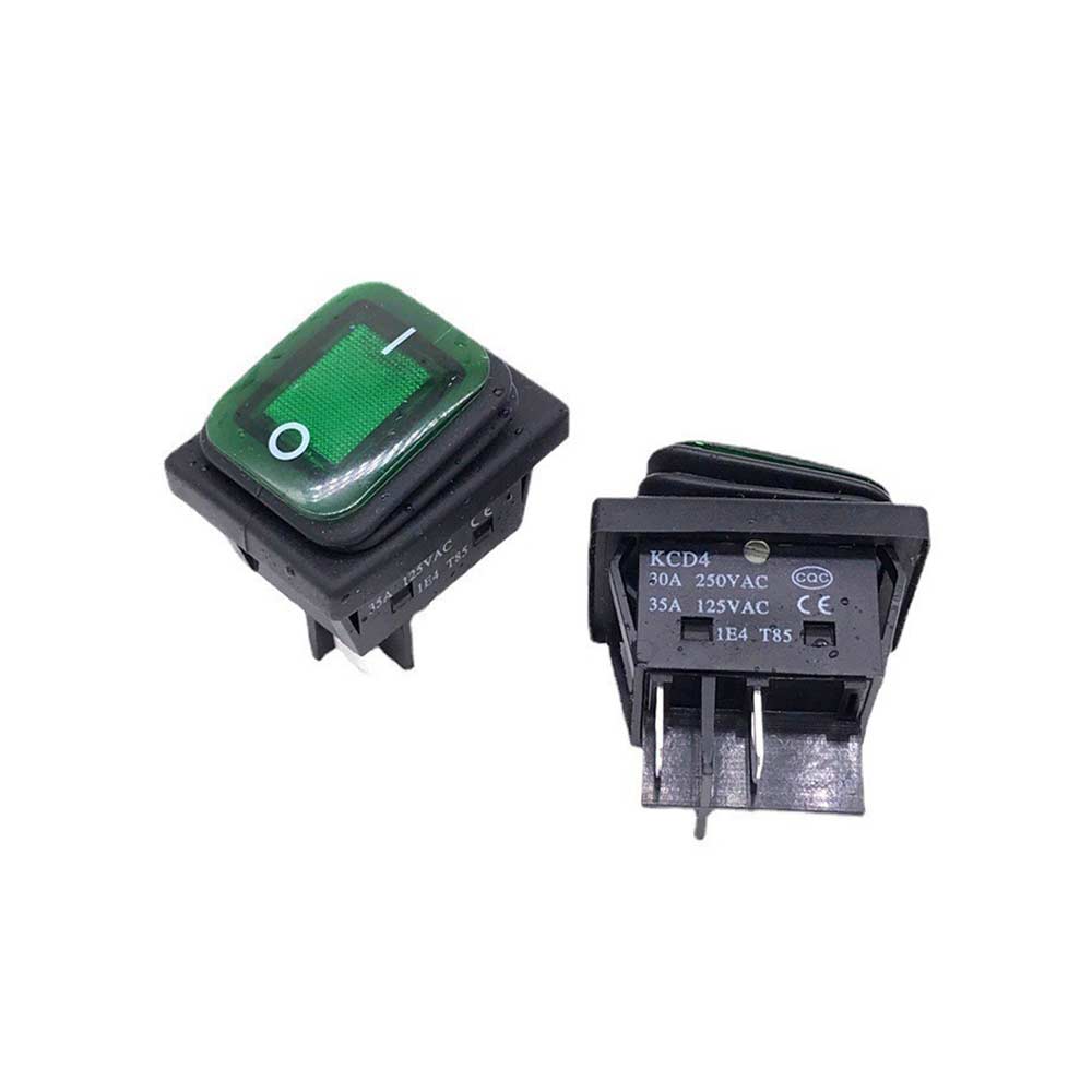 Interrupteur à bascule à 4 broches à courant élevé 30 A avec LED verte – Étanche pour les applications électriques
