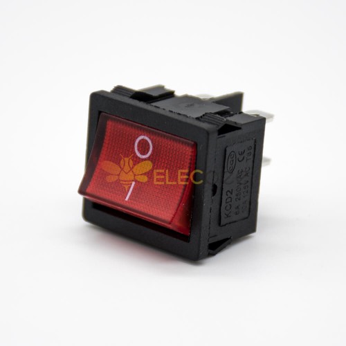 KC Rocker Switch Panel Mount 4 Pin Solder Cable With Light LED KCD5N-201 Straight 2 Position