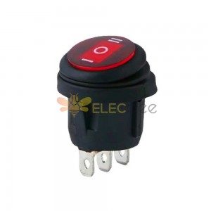KCD-3 Round 3-Pin Waterproof Toggle Switch for Automotive and Marine Use - Red