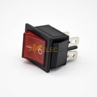 Power Supply Rocker Switch Pin Solder Cable KCD4N-201 With Light LED Straight Panel Mount 2 Position