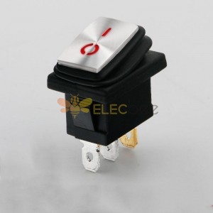 Interruptor oscilante de barco KCD1 de aço inoxidável LED vermelho 3 pinos