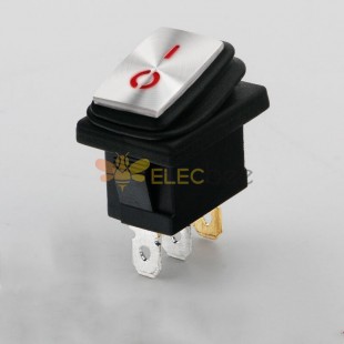 Red LED Stainless Steel KCD1 Boat Rocker Switch 3 Pins