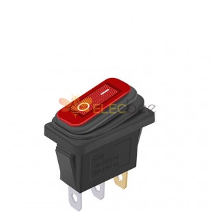 Interruptor oscilante de barco à prova d'água KCD3 com luz vermelha - 3 pinos, 2 engrenagens, 220V / 12V