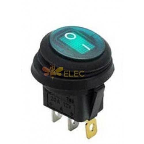 Round Green LED 12V Waterproof Switch - 2 Modes for Auto and Motorcycle Mods