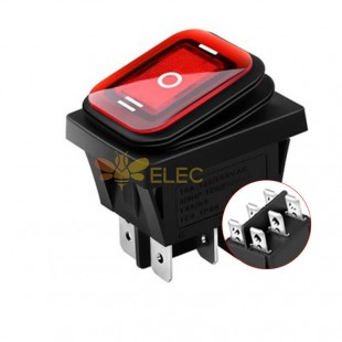 Three Gears KCD4 Toggle Power Switch Waterproof Boat Rocker Switch 3 Gears 6 Pins with Silver Dot Dust and Oil Resistant Red Illuminated Toggle Switch