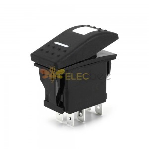 White 5-Pin Boat Switch - 12V/20A Dual-Light Design, Ideal for RV Control Panels