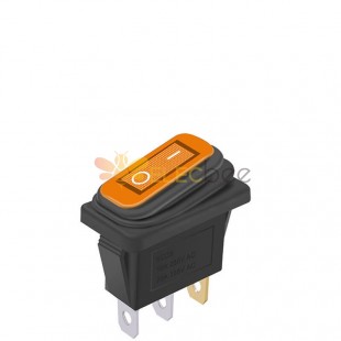 Interruptor oscilante de barco à prova d'água KCD3 com luz amarela - 3 pinos, 2 engrenagens, 220V / 12V