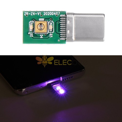 10Pcs 5V Tipo-C Porta Lampada di disinfezione a raggi ultravioletti Modulo LED di disinfezione UVC rapida portatile per telefono