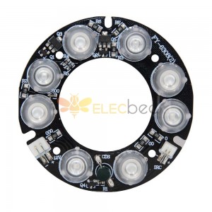 10 件裝 8*LED IR 10m-30m DC12V PCB 板 63x33mm 紅外燈板夜視儀，用於閉路電視紅外子彈頭攝像機