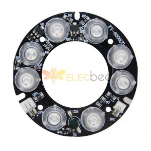 30 件 8*LED IR 10m-30m DC12V PCB 板 63x33mm 紅外燈板夜視，用於閉路電視紅外子彈頭攝像機