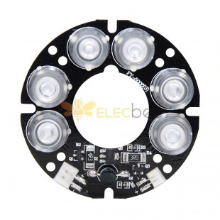 30 adet Beyaz 6 * LED IR CCTV Kamera Gece Görüş için LED Kızılötesi ışık Kurulu 53mm 850nM DC12V