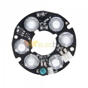 3 peças placa de luz infravermelha IR LED para câmera CCTV visão noturna 30-40M 6 * LED branco 2,5 W DC12V