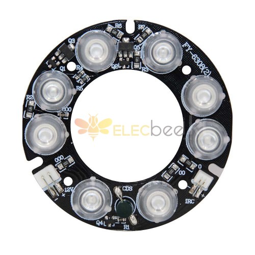 5 uds 8 * LED IR 10m-30m DC12V placa PCB 63x33mm placa de luz infrarroja visión nocturna para cámara CCTV IR Bullet