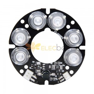 5 pièces blanc 6 * LED IR LED panneau de lumière infrarouge pour CCTV caméra Vision nocturne 53mm 850nM DC12V