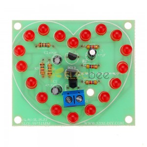 Placa de módulo de flash LED em forma de coração eletrônica montada 3-4 V 6,1 x 6,8 cm