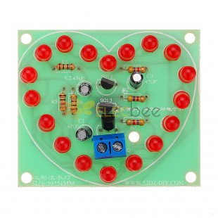 Scheda modulo flash LED elettronico a forma di cuore assemblato 3-4V 6,1x6,8 cm