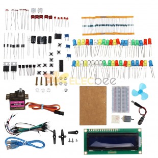 KW-AR-BaseKit Kit mit 17 Klassen UNO R3 DC Motor Breadboard LED Komponenten Set Geekcreit für Arduino - Produkte, die mit offiziellen Arduino Boards funktionieren