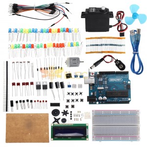 KW-AR-StartKit Kit avec 17 classes UNO R3 DC Motor Breadboard Components Set Geekcreit pour Arduino - produits qui fonctionnent avec les cartes Arduino officielles